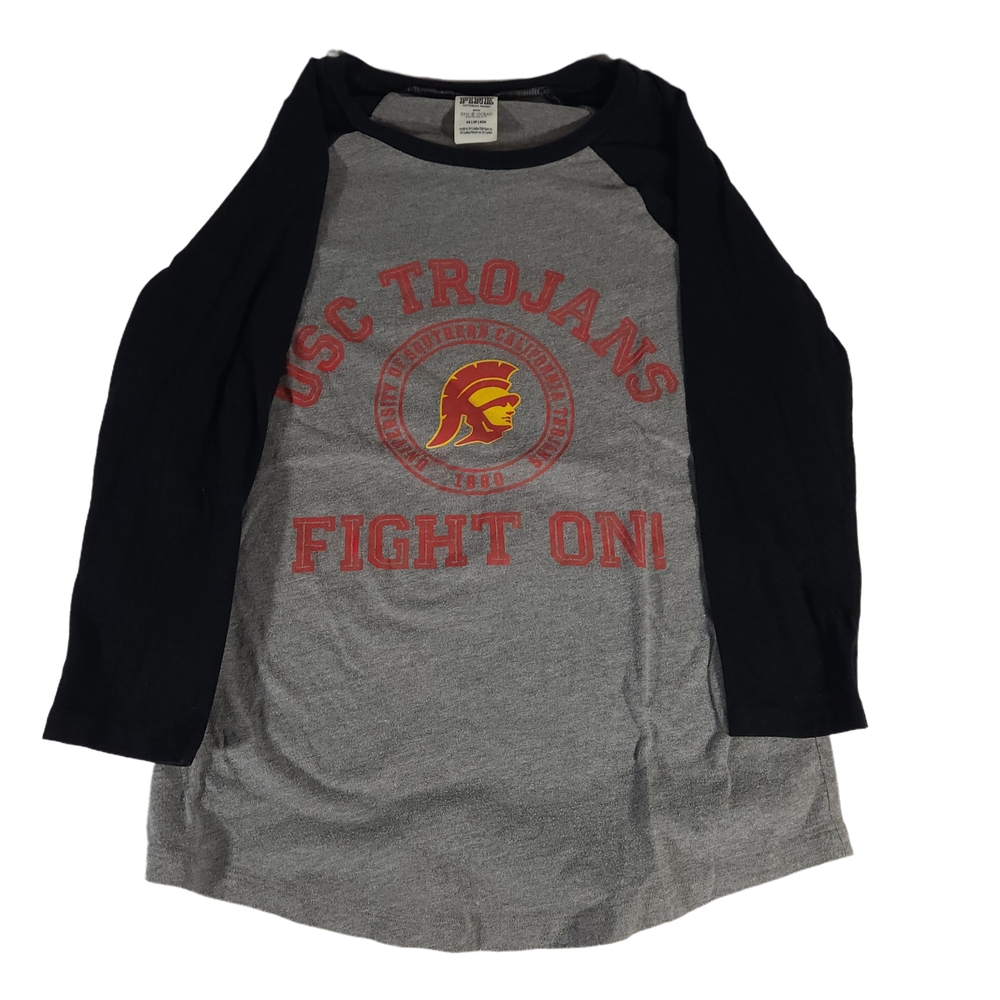 PINK Victoria's Secret Womens Long Sleeve Tee - Gray and Black